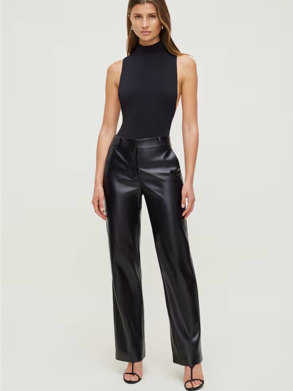 High-Rise Black Faux Leather Pants